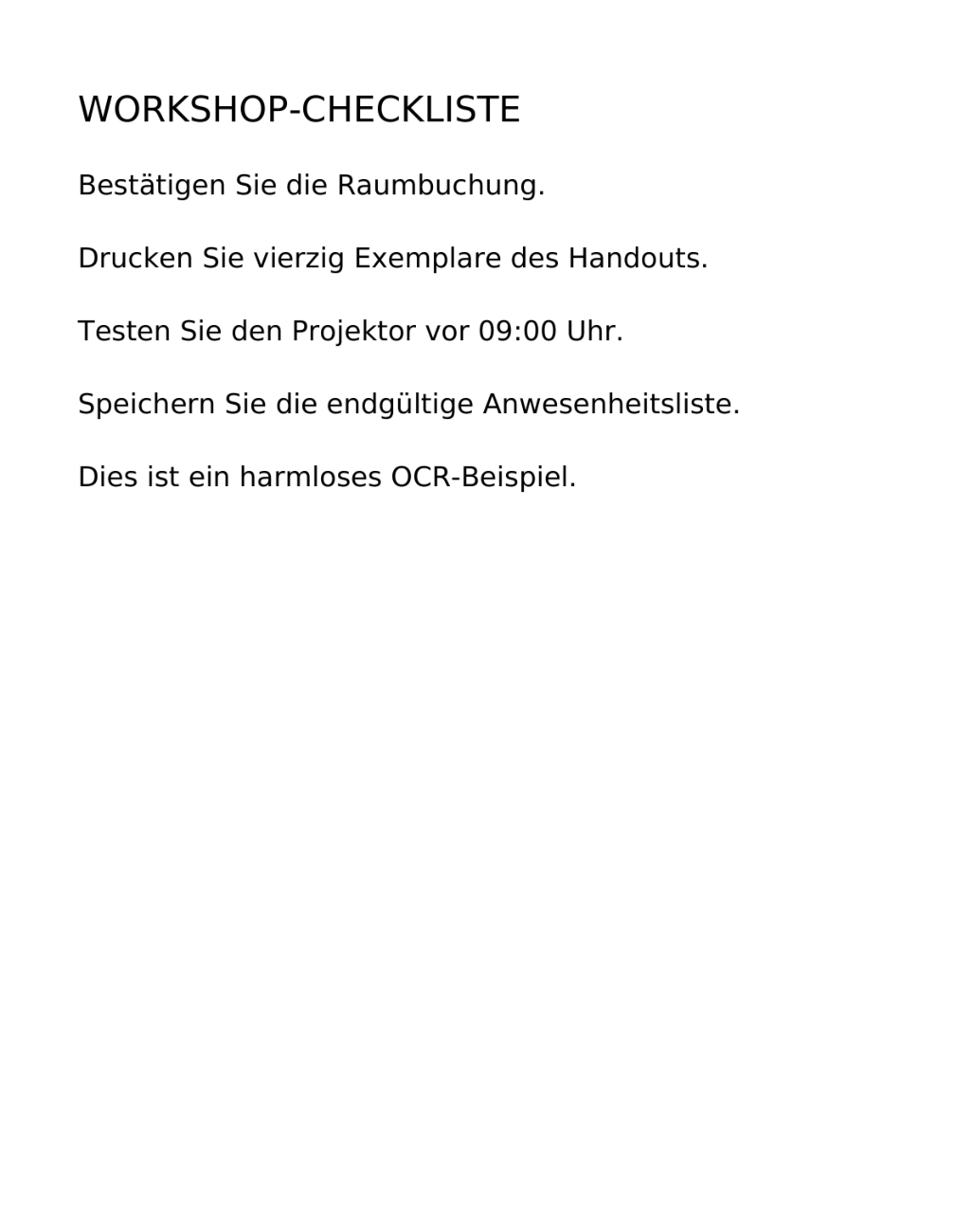 Tatsächliches durchsuchbares Ergebnis-PDF mit derselben sichtbaren Checkliste und einer neuen Textebene.