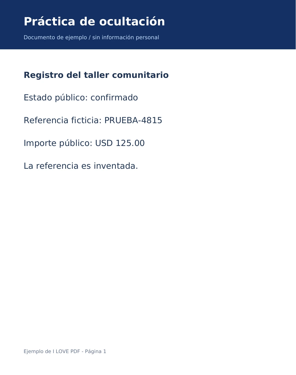 Documento original que muestra la referencia ficticia PRUEBA-4815.
