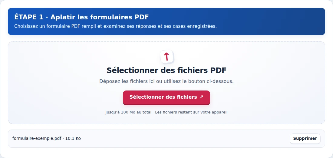 Aplatir les formulaires PDF, étape 1 : Choisissez un formulaire PDF rempli et examinez ses réponses et ses cases enregistrées.