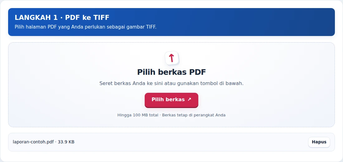 PDF ke TIFF, langkah 1: Pilih halaman PDF yang Anda perlukan sebagai gambar TIFF.
