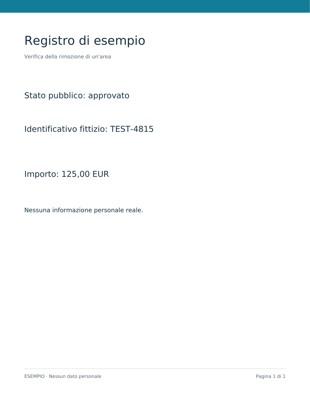 Documento sorgente effettivo che mostra il riferimento fittizio TEST-4815.