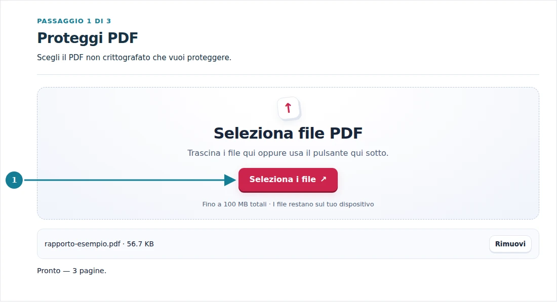 Proteggi PDF, passaggio 1: Scegli il PDF non crittografato che vuoi proteggere.