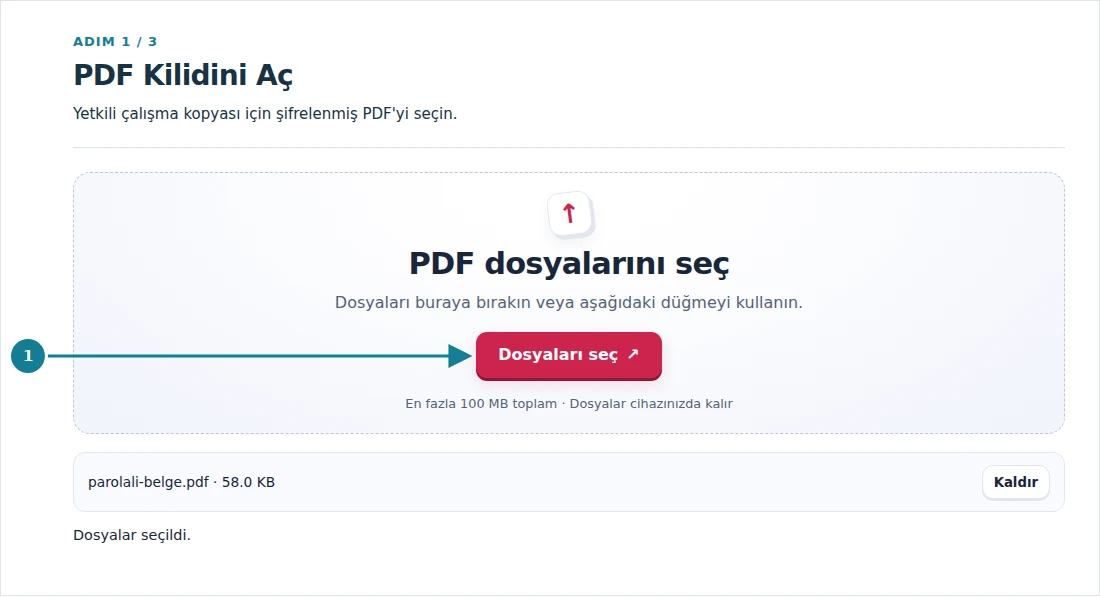 PDF Kilidini Aç, adım 1: Yetkili çalışma kopyası için şifrelenmiş PDF'yi seçin.